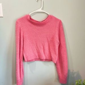 Pink Urban Outfitters Fuzzy Crop Top